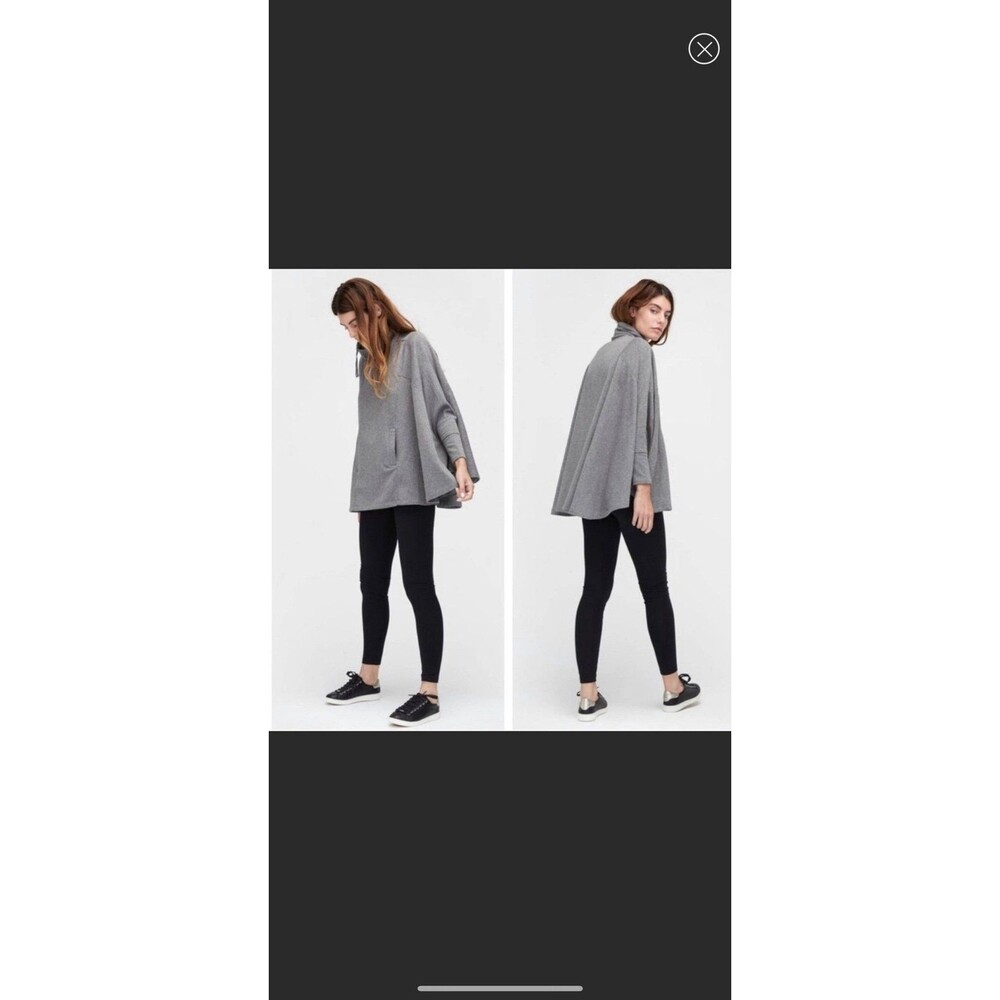 Ugg XS/S Double Knit Fleece Poncho Sweater Top Pichot Gray Cape Cowl Oversized